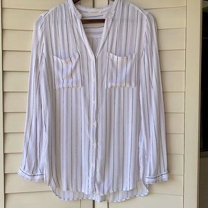 Promod blue-striped Button down. Great condition & comfortable stretchy material